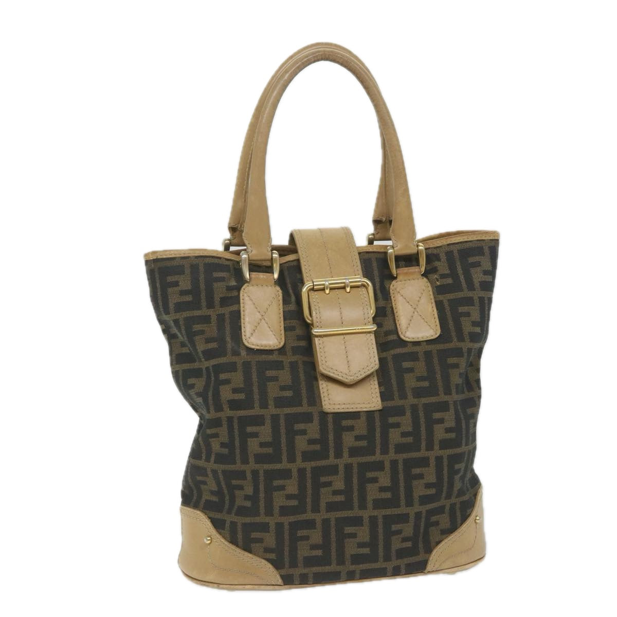 FENDI Zucca Canvas Tote Bag Black Brown yk9074