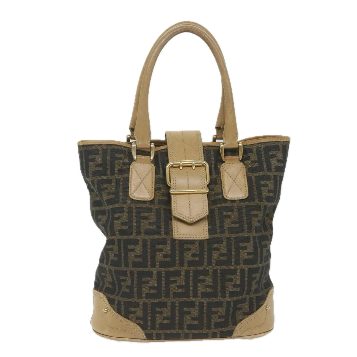 FENDI Zucca Canvas Tote Bag Black Brown yk9074