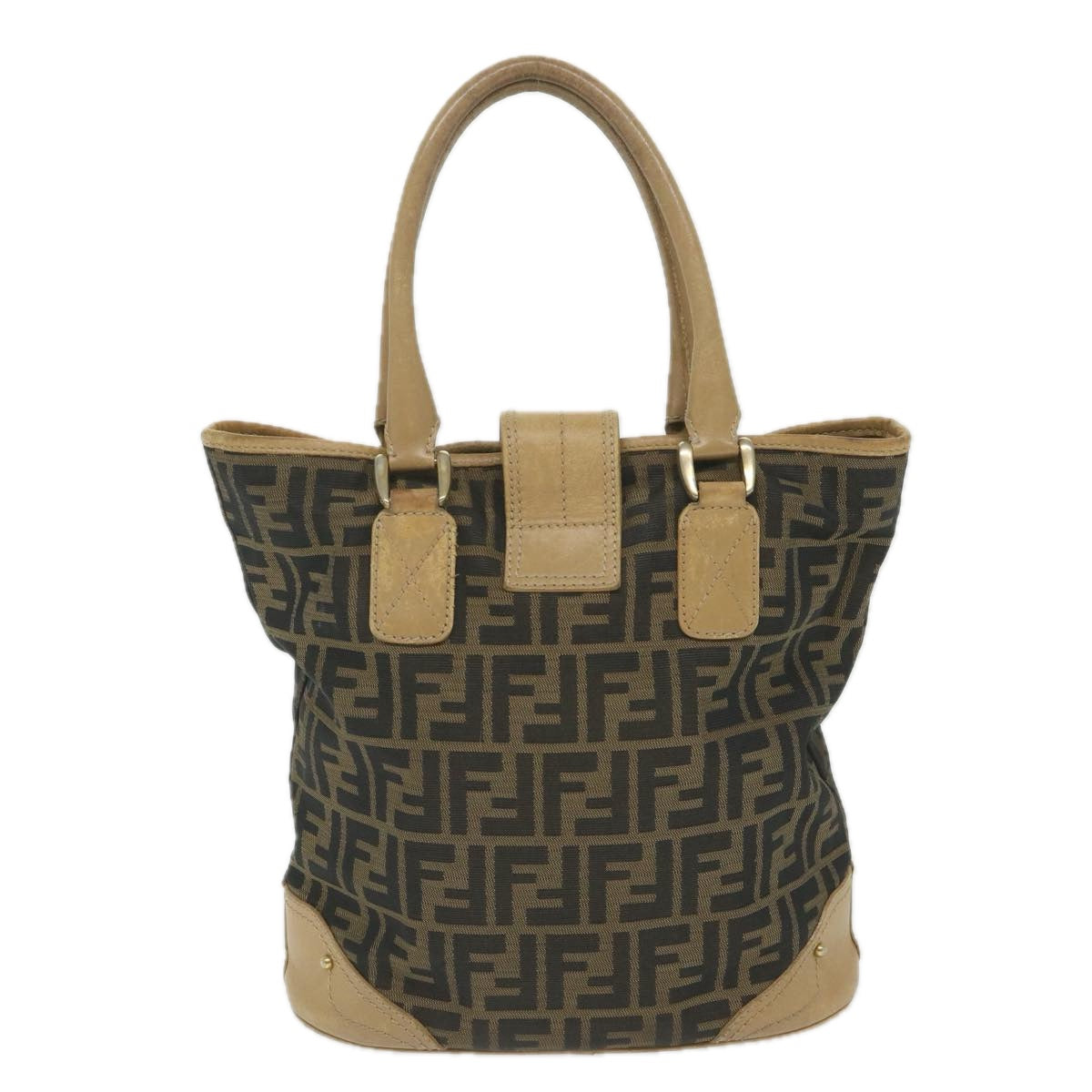 FENDI Zucca Canvas Tote Bag Black Brown yk9074