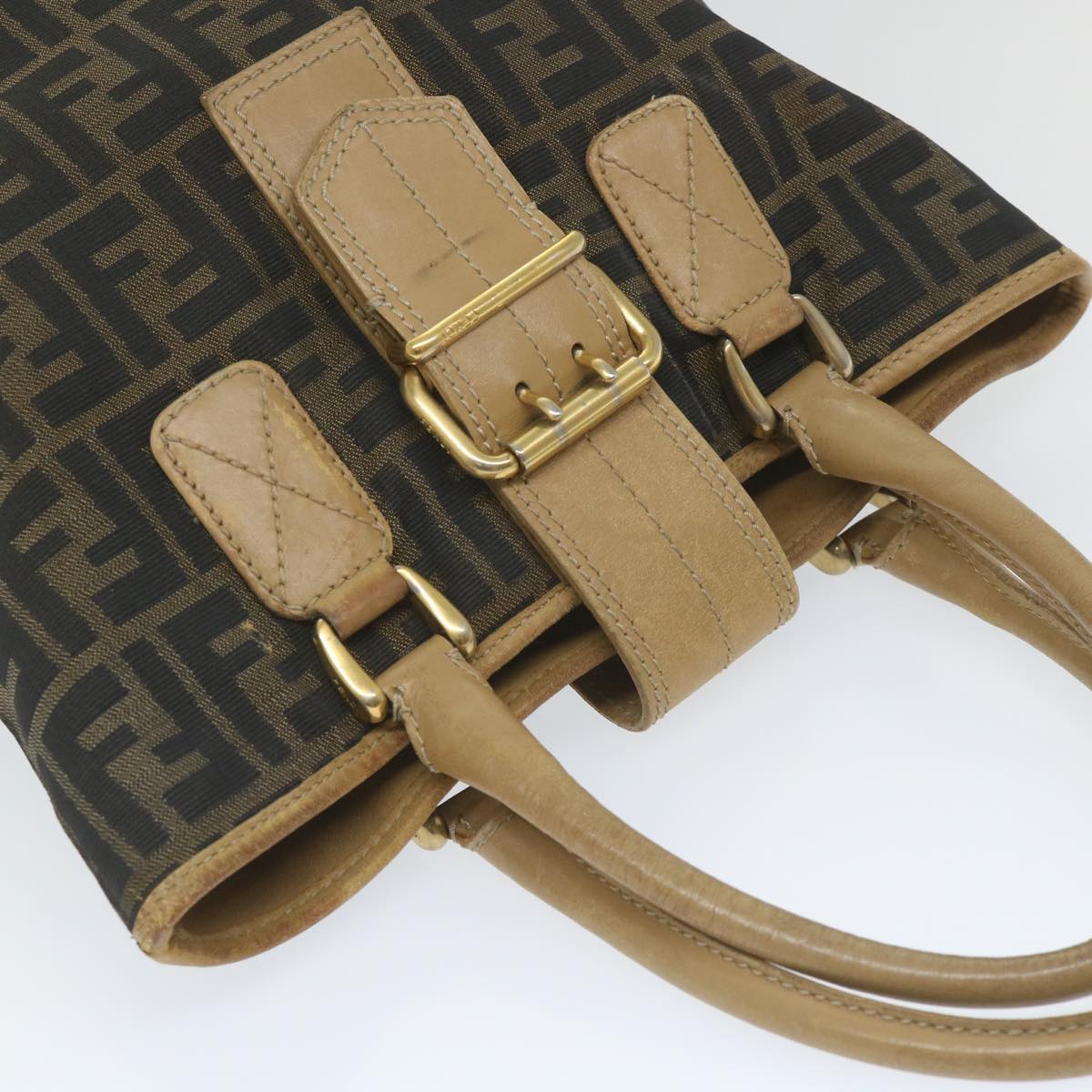 FENDI Zucca Canvas Tote Bag Black Brown yk9074