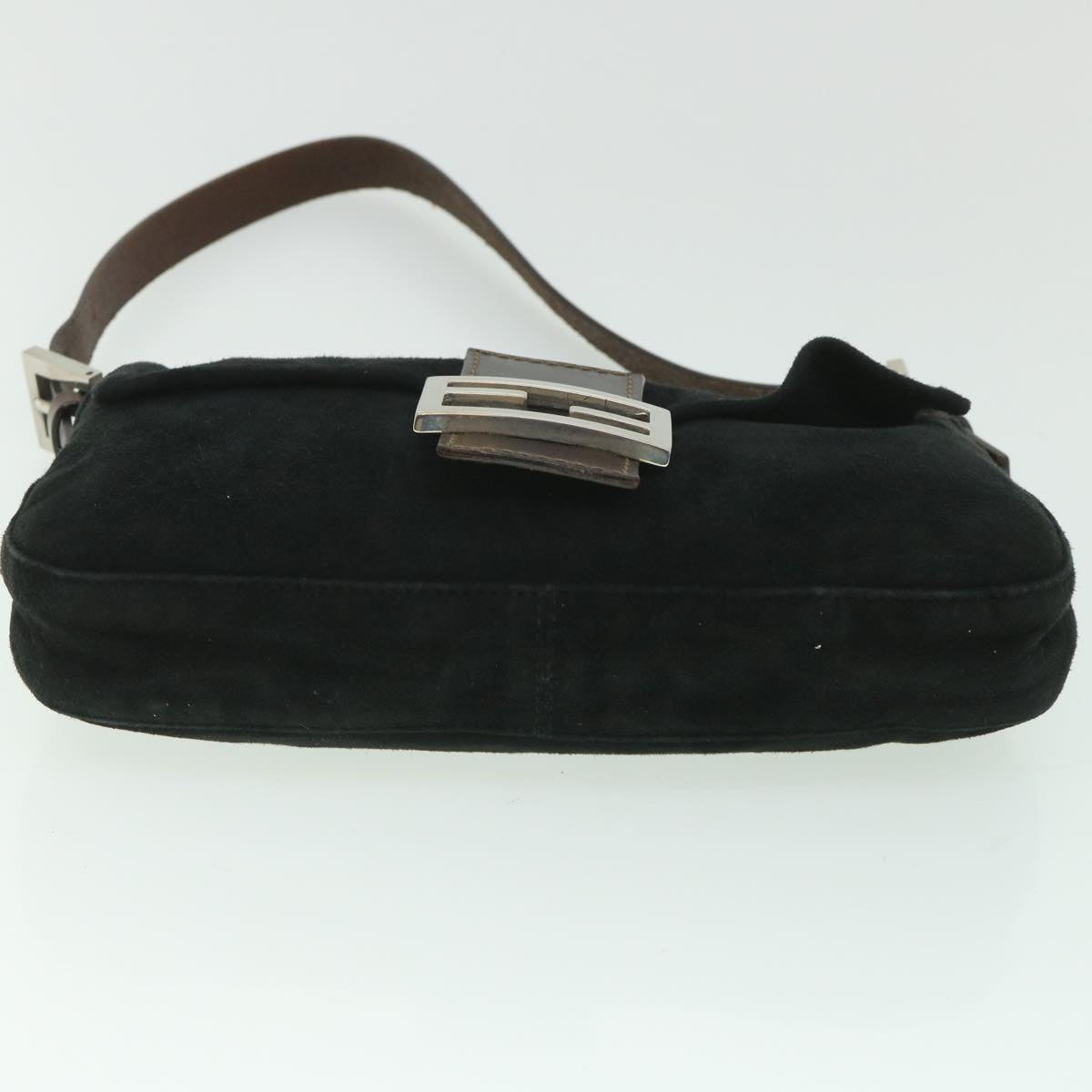 FENDI Mamma Baguette Shoulder Bag Suede Black yk9075