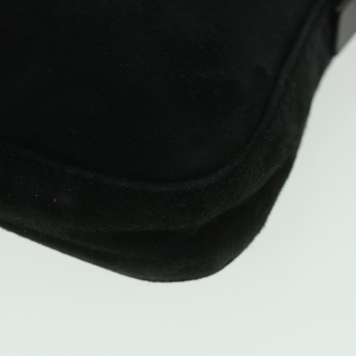 FENDI Mamma Baguette Shoulder Bag Suede Black yk9075