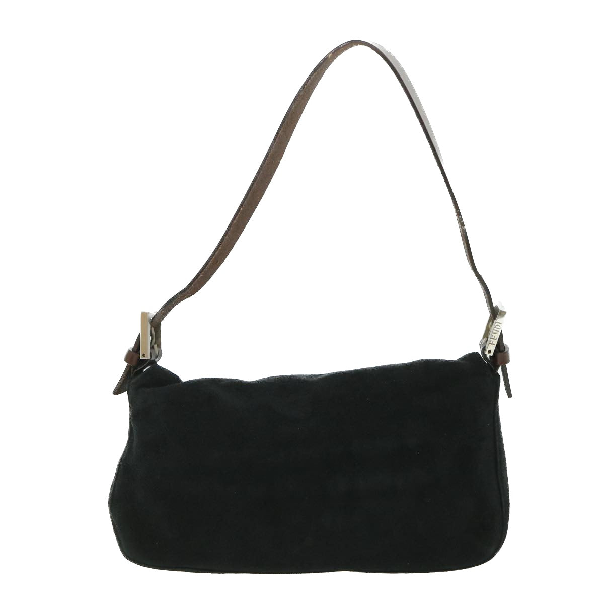 FENDI Mamma Baguette Shoulder Bag Suede Black yk9075
