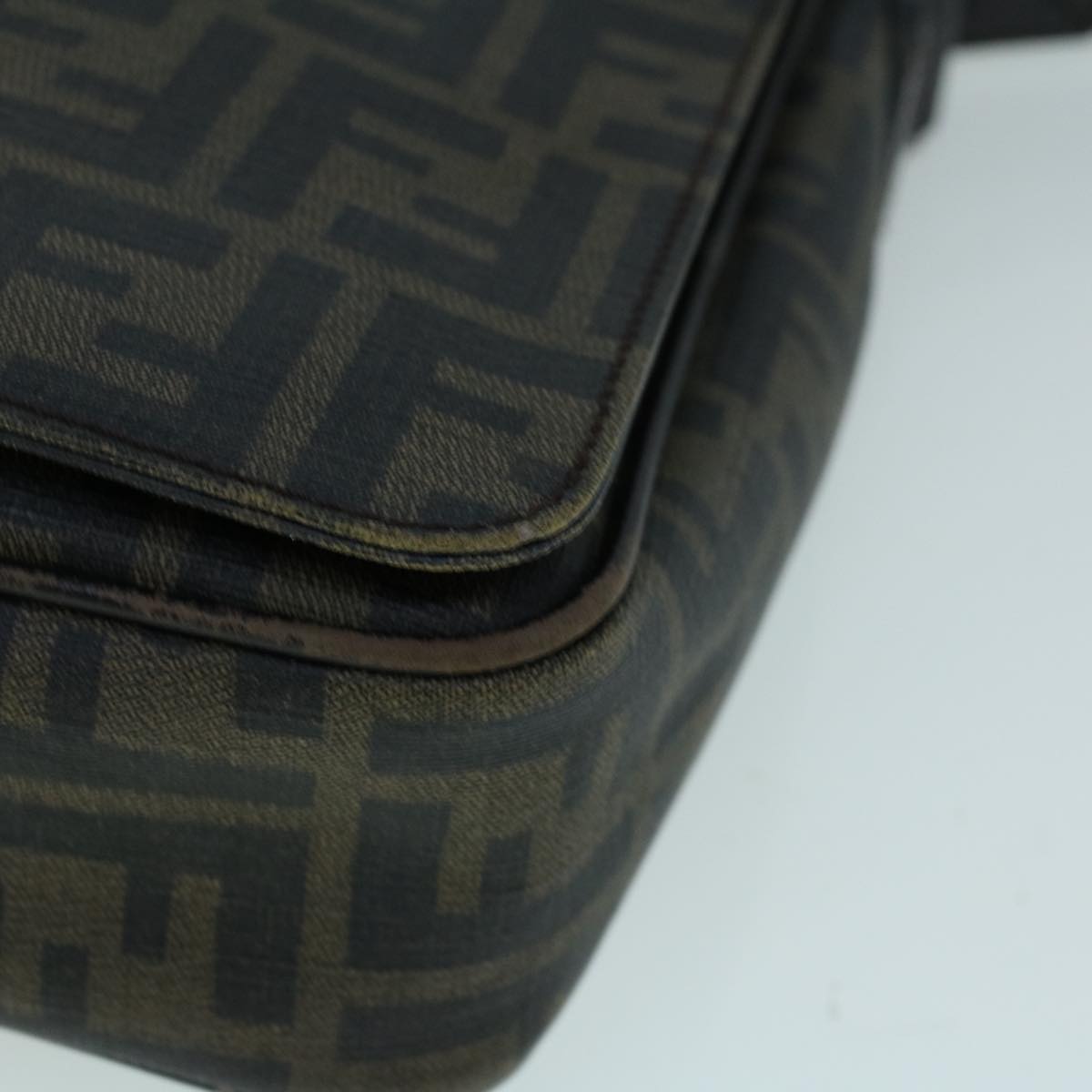 FENDI Zucca Canvas Shoulder Bag Black Brown yk9104