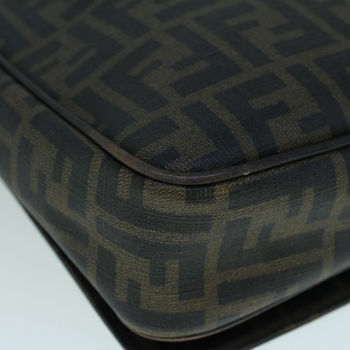 FENDI Zucca Canvas Shoulder Bag Black Brown yk9104