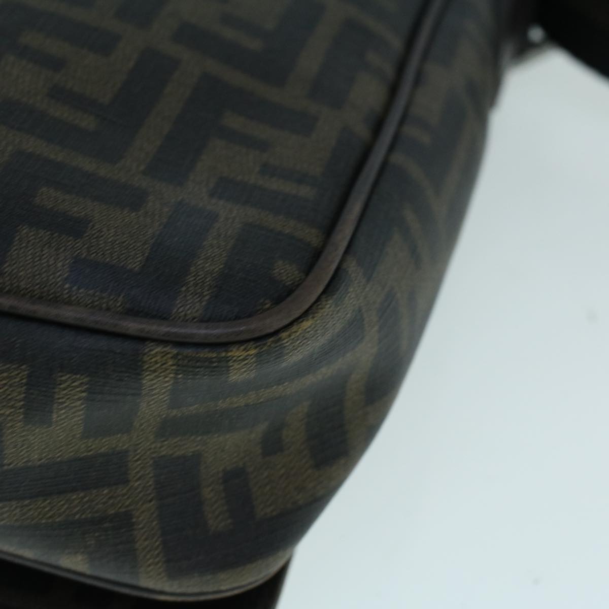 FENDI Zucca Canvas Shoulder Bag Black Brown yk9104