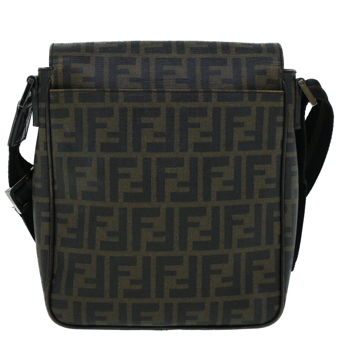 FENDI Zucca Canvas Shoulder Bag Black Brown yk9104