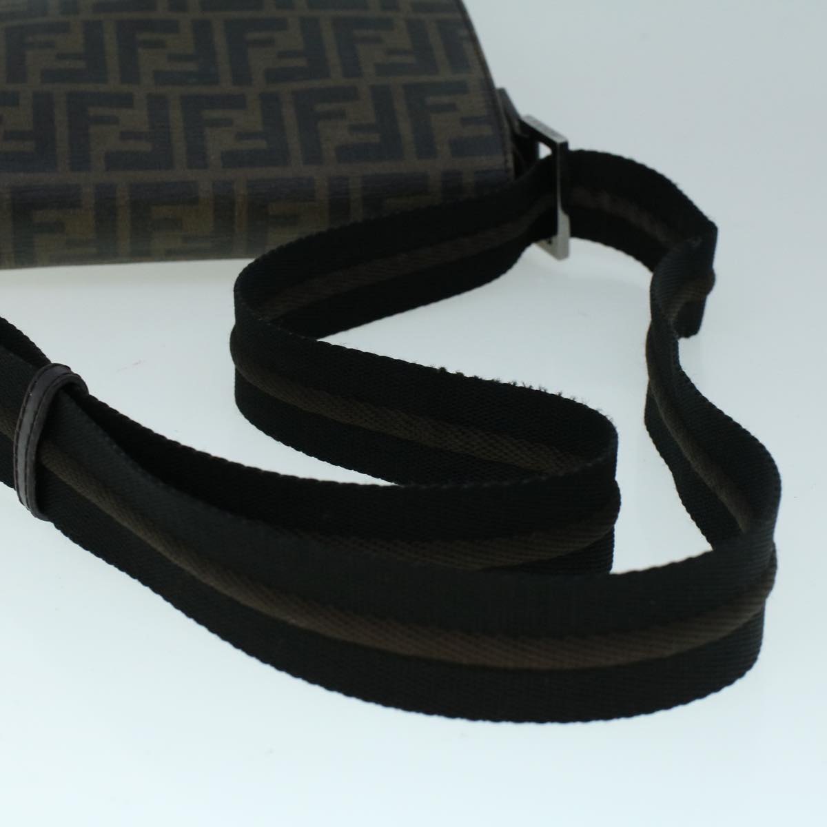 FENDI Zucca Canvas Shoulder Bag Black Brown yk9104