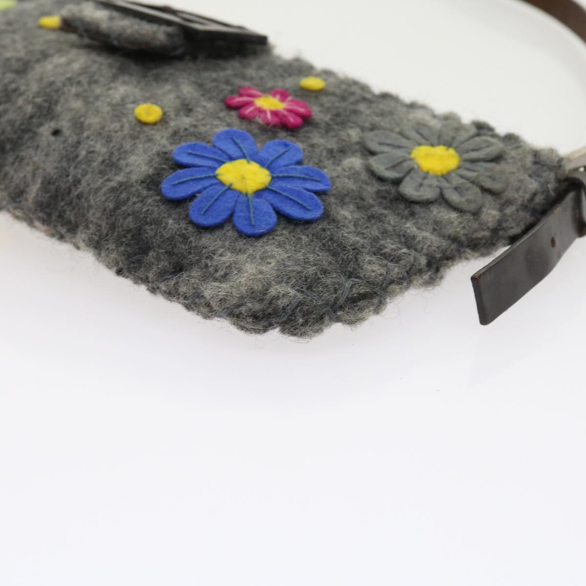 FENDI Flower Mamma Baguette Shoulder Bag Wool Multicolor yk9152
