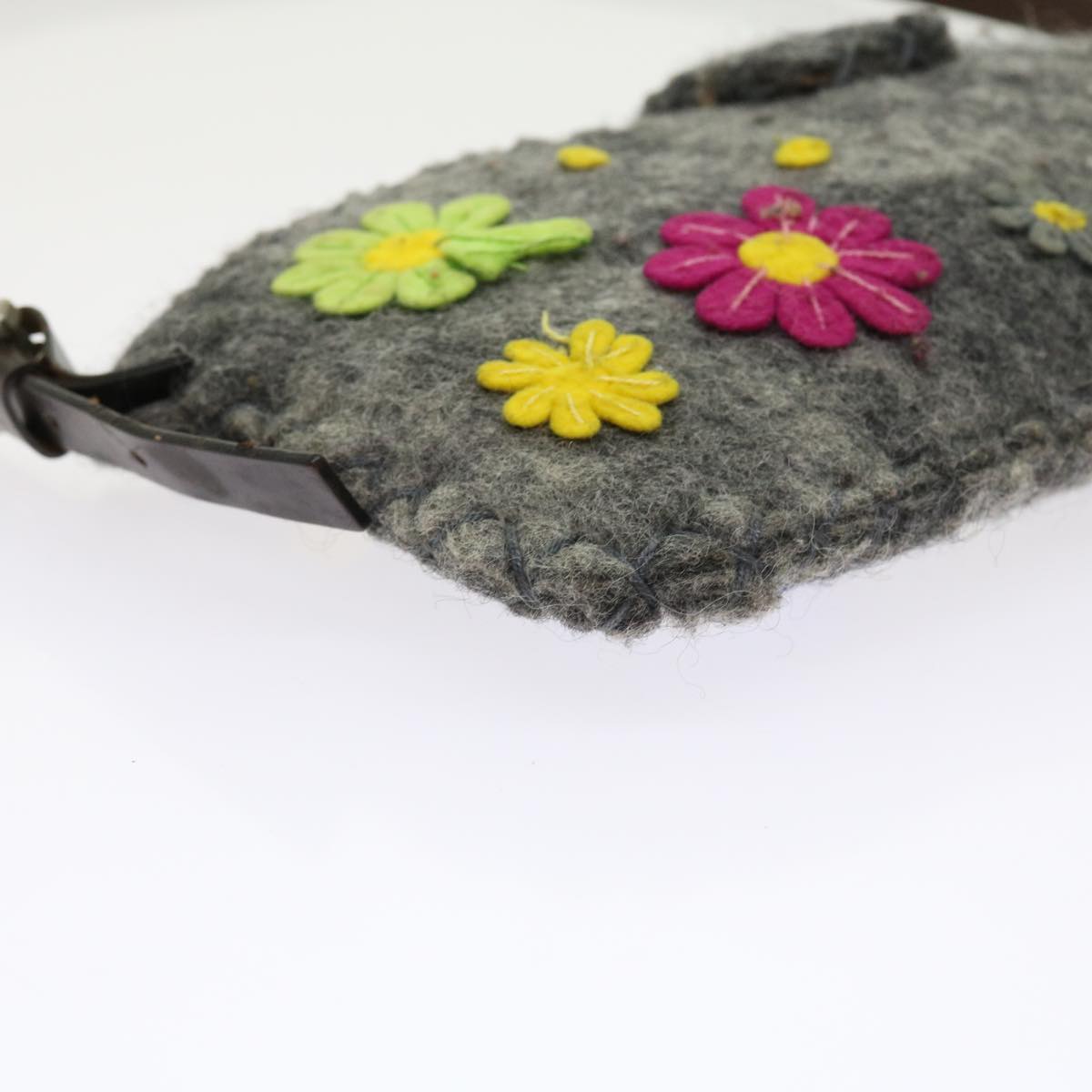 FENDI Flower Mamma Baguette Shoulder Bag Wool Multicolor yk9152