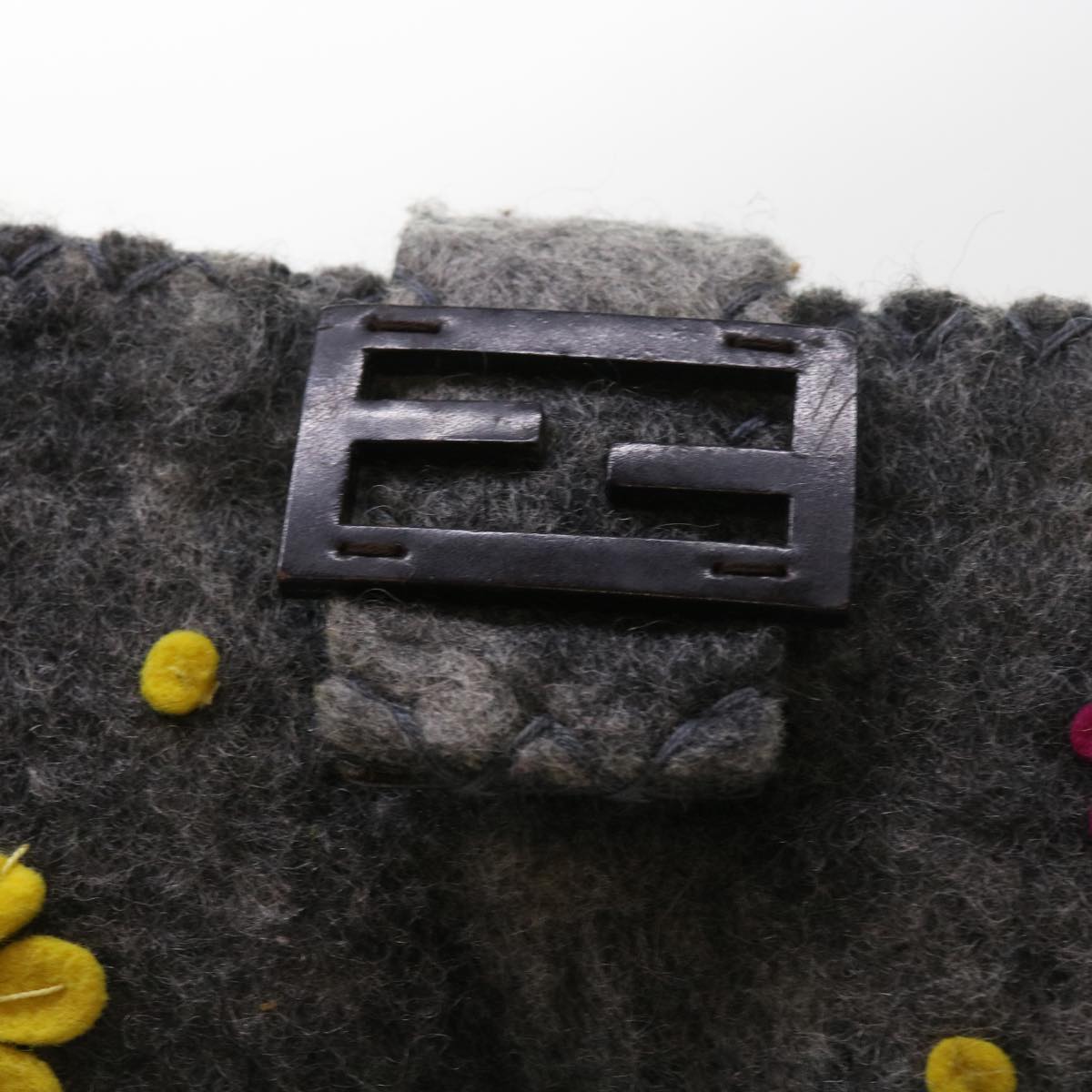 FENDI Flower Mamma Baguette Shoulder Bag Wool Multicolor yk9152