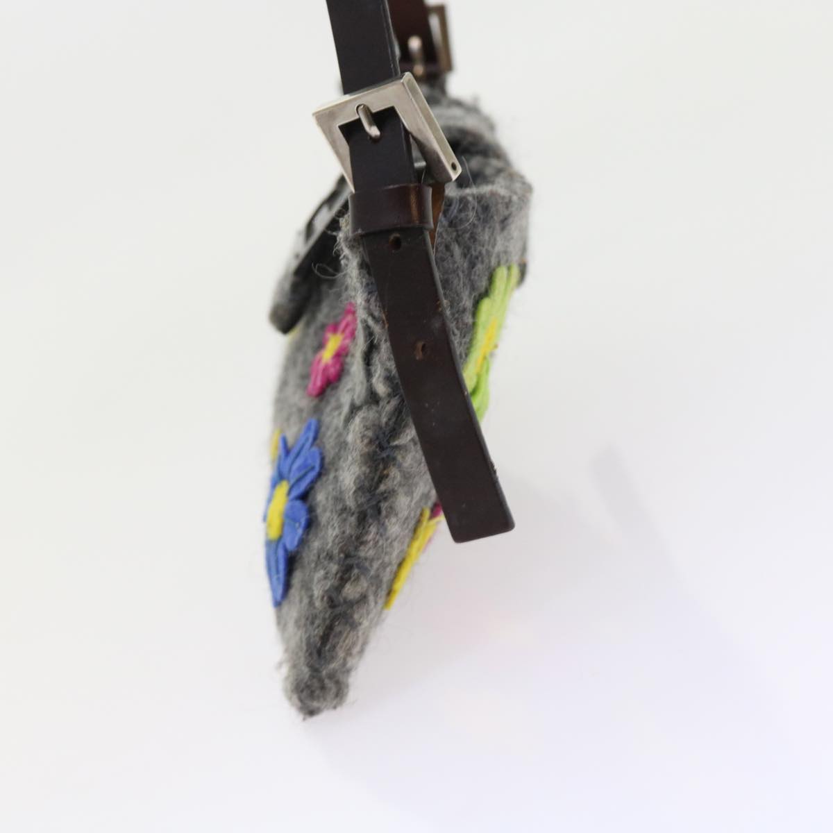 FENDI Flower Mamma Baguette Shoulder Bag Wool Multicolor yk9152