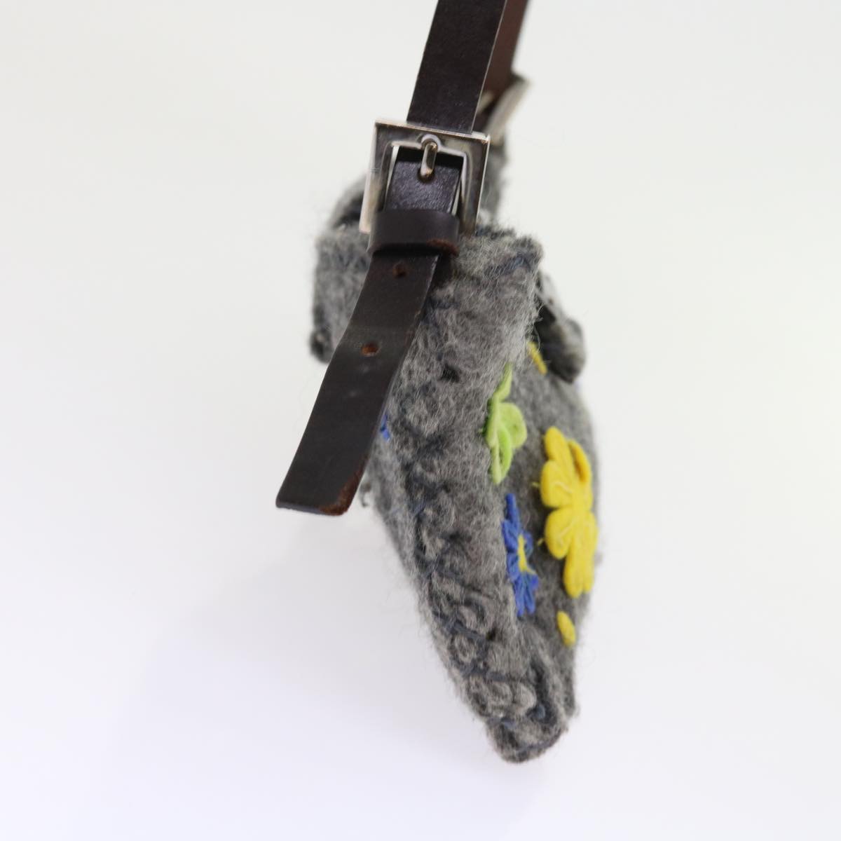 FENDI Flower Mamma Baguette Shoulder Bag Wool Multicolor yk9152