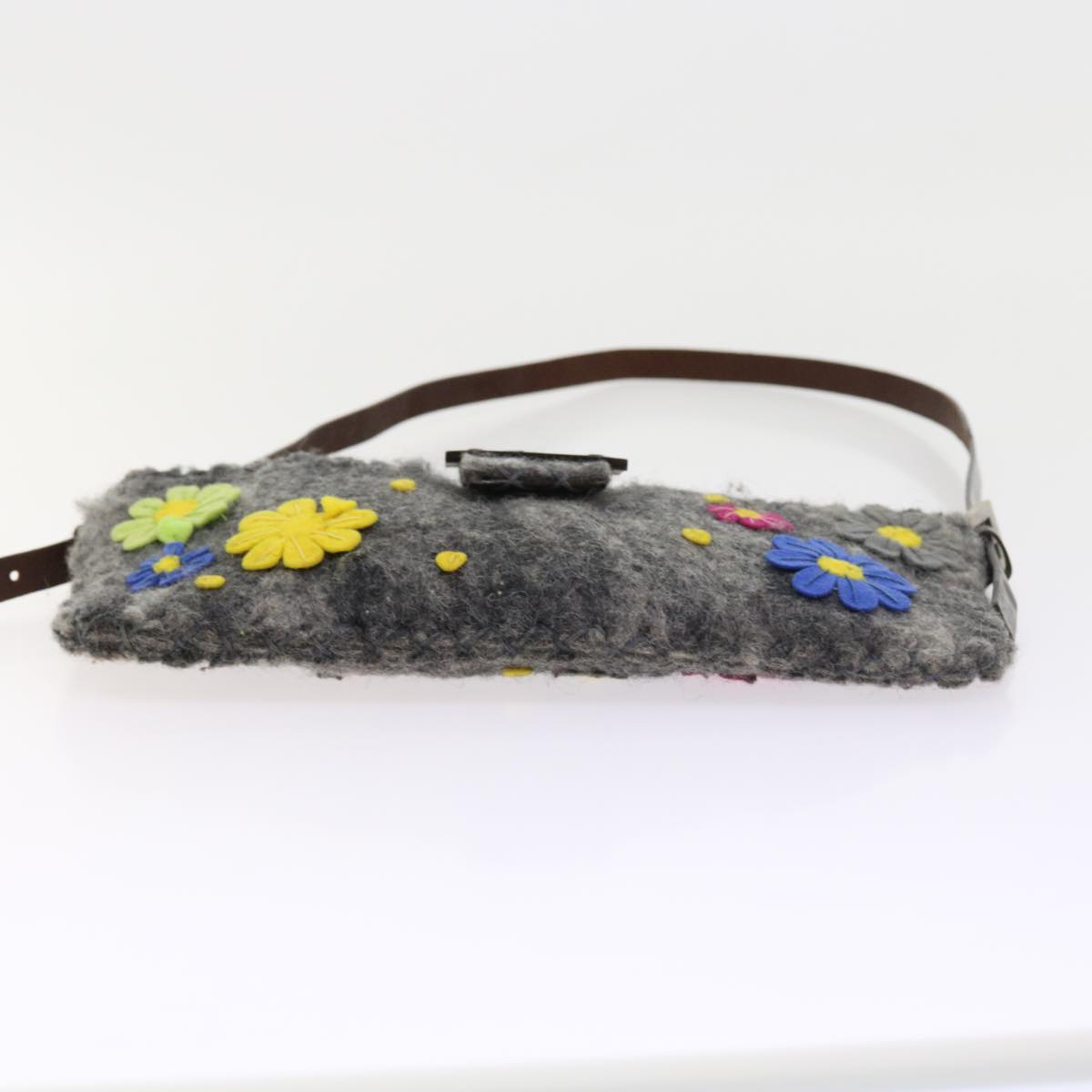 FENDI Flower Mamma Baguette Shoulder Bag Wool Multicolor yk9152
