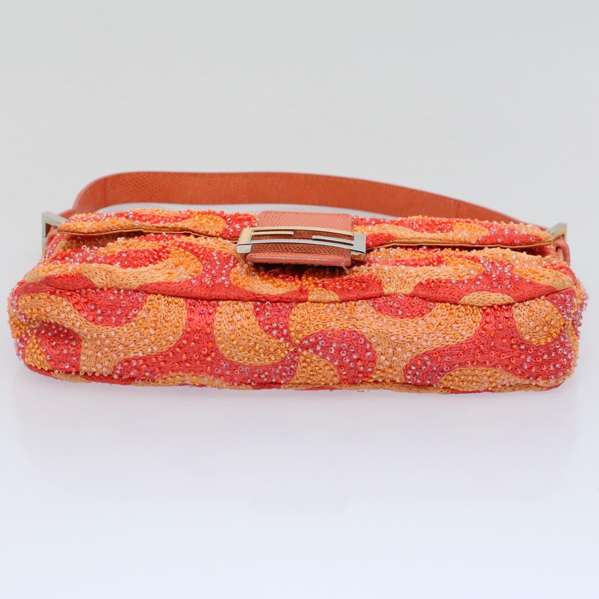 FENDI Mamma Baguette Shoulder Bag Beads Orange 2454 26424 018 yk9167