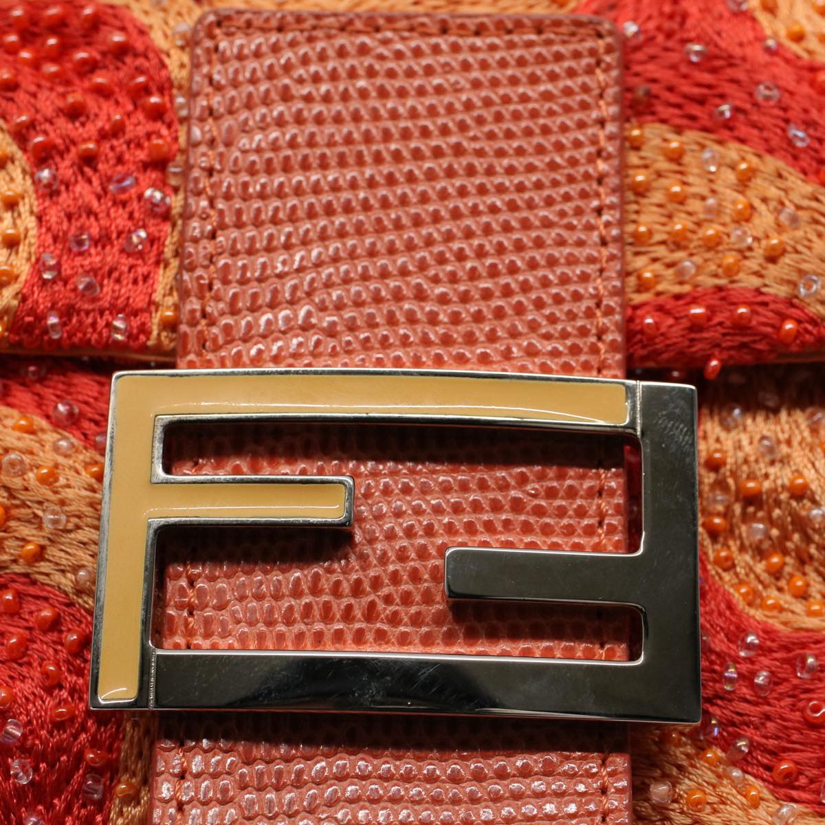 FENDI Mamma Baguette Shoulder Bag Beads Orange 2454 26424 018 yk9167