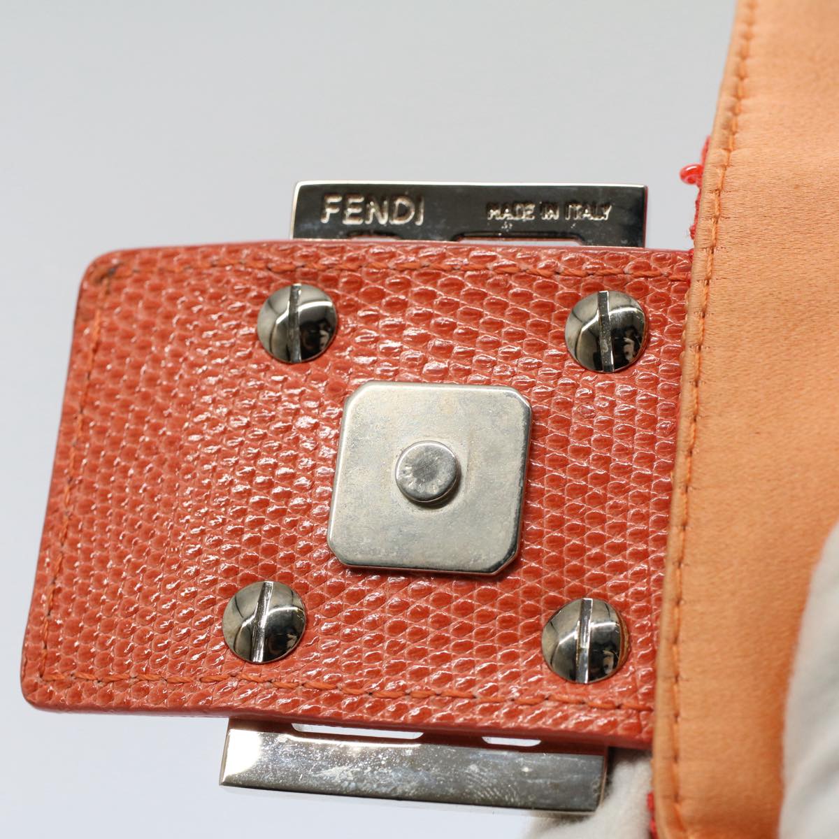 FENDI Mamma Baguette Shoulder Bag Beads Orange 2454 26424 018 yk9167