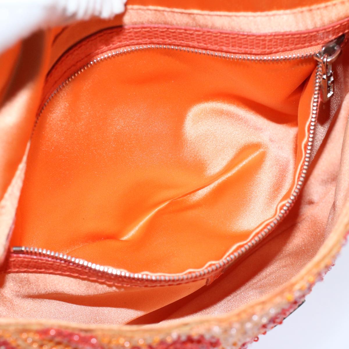 FENDI Mamma Baguette Shoulder Bag Beads Orange 2454 26424 018 yk9167