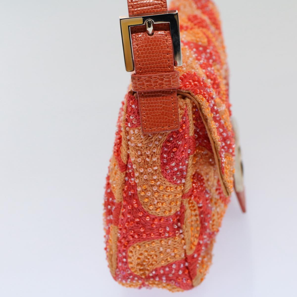 FENDI Mamma Baguette Shoulder Bag Beads Orange 2454 26424 018 yk9167