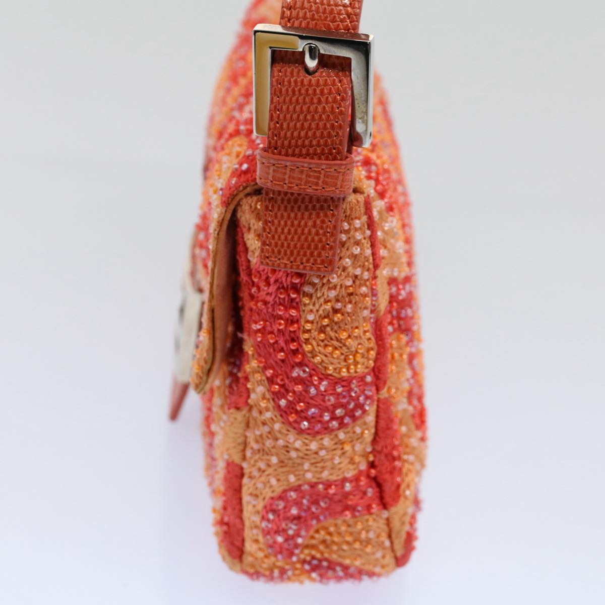 FENDI Mamma Baguette Shoulder Bag Beads Orange 2454 26424 018 yk9167