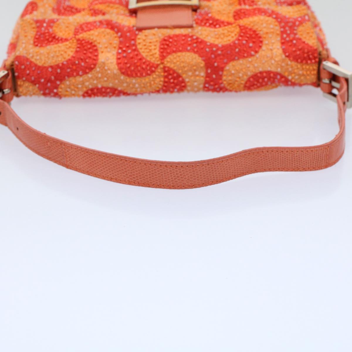 FENDI Mamma Baguette Shoulder Bag Beads Orange 2454 26424 018 yk9167