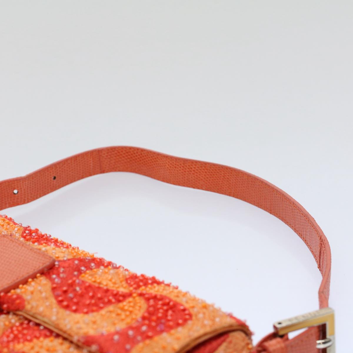 FENDI Mamma Baguette Shoulder Bag Beads Orange 2454 26424 018 yk9167