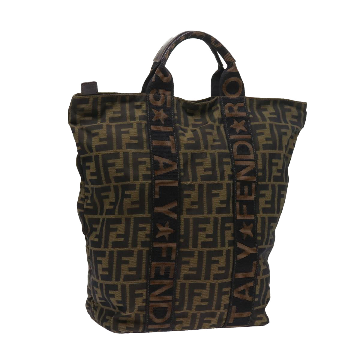 FENDI Zucca Canvas Hand Bag Black Brown yk9170