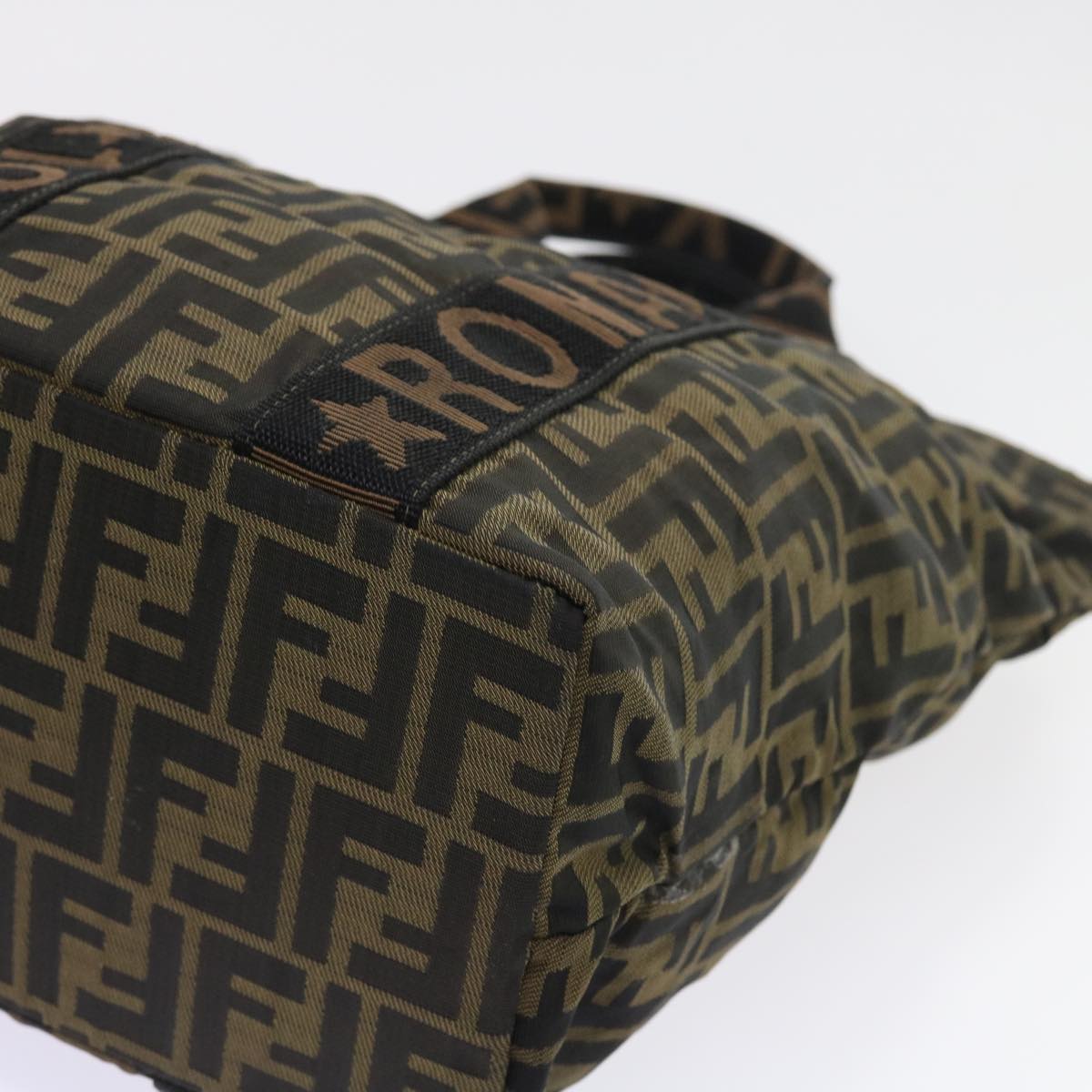 FENDI Zucca Canvas Hand Bag Black Brown yk9170