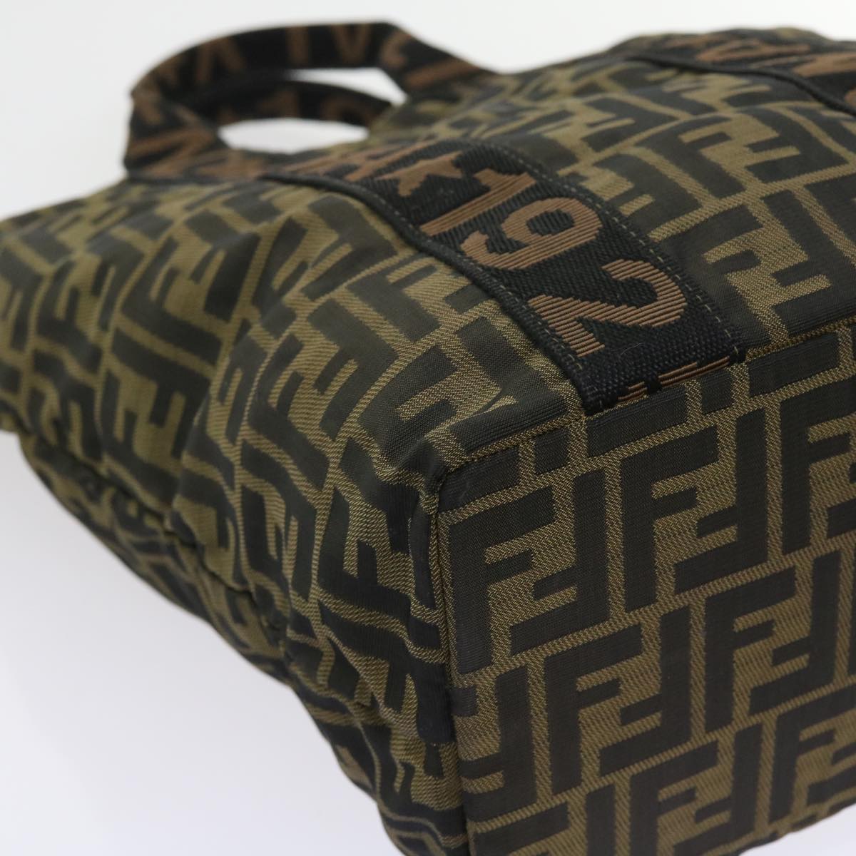 FENDI Zucca Canvas Hand Bag Black Brown yk9170
