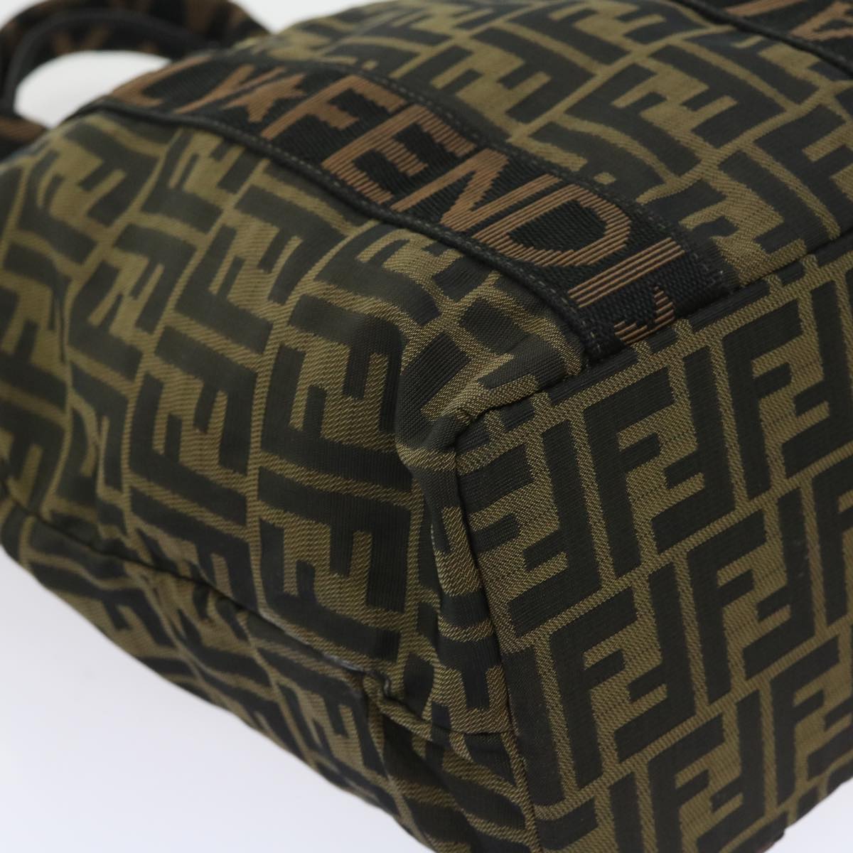 FENDI Zucca Canvas Hand Bag Black Brown yk9170