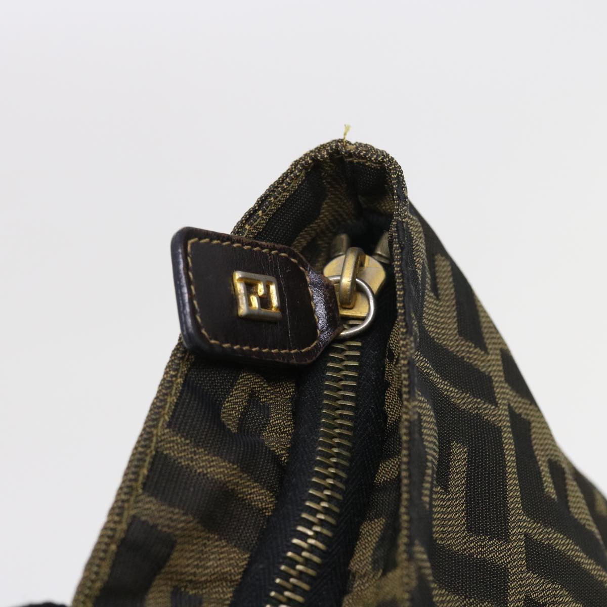 FENDI Zucca Canvas Hand Bag Black Brown yk9170