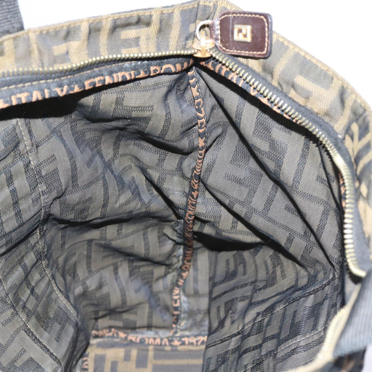 FENDI Zucca Canvas Hand Bag Black Brown yk9170
