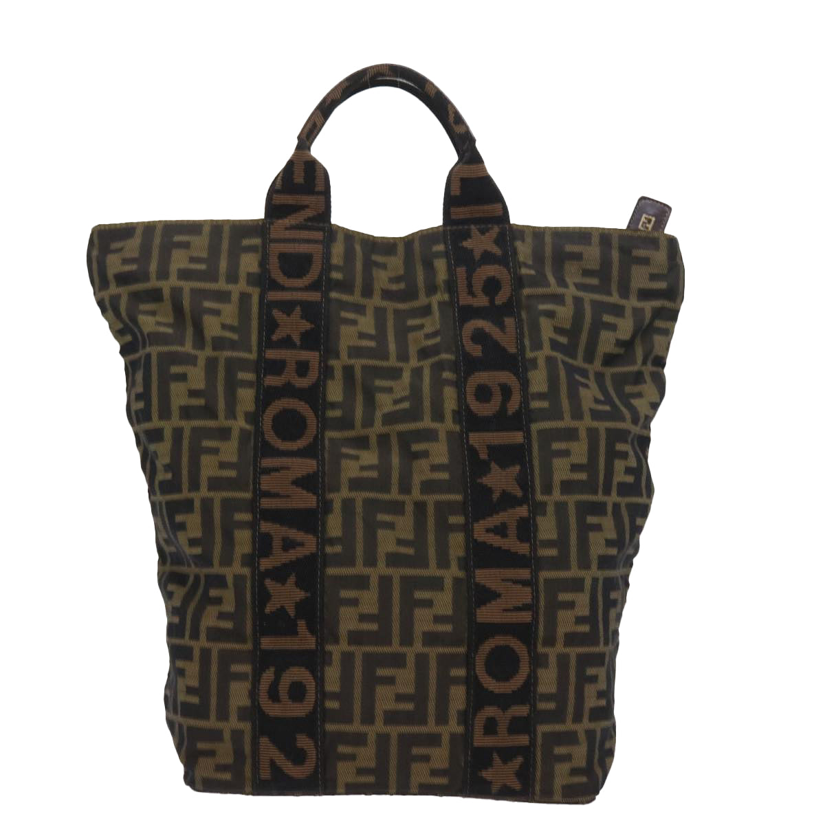 FENDI Zucca Canvas Hand Bag Black Brown yk9170