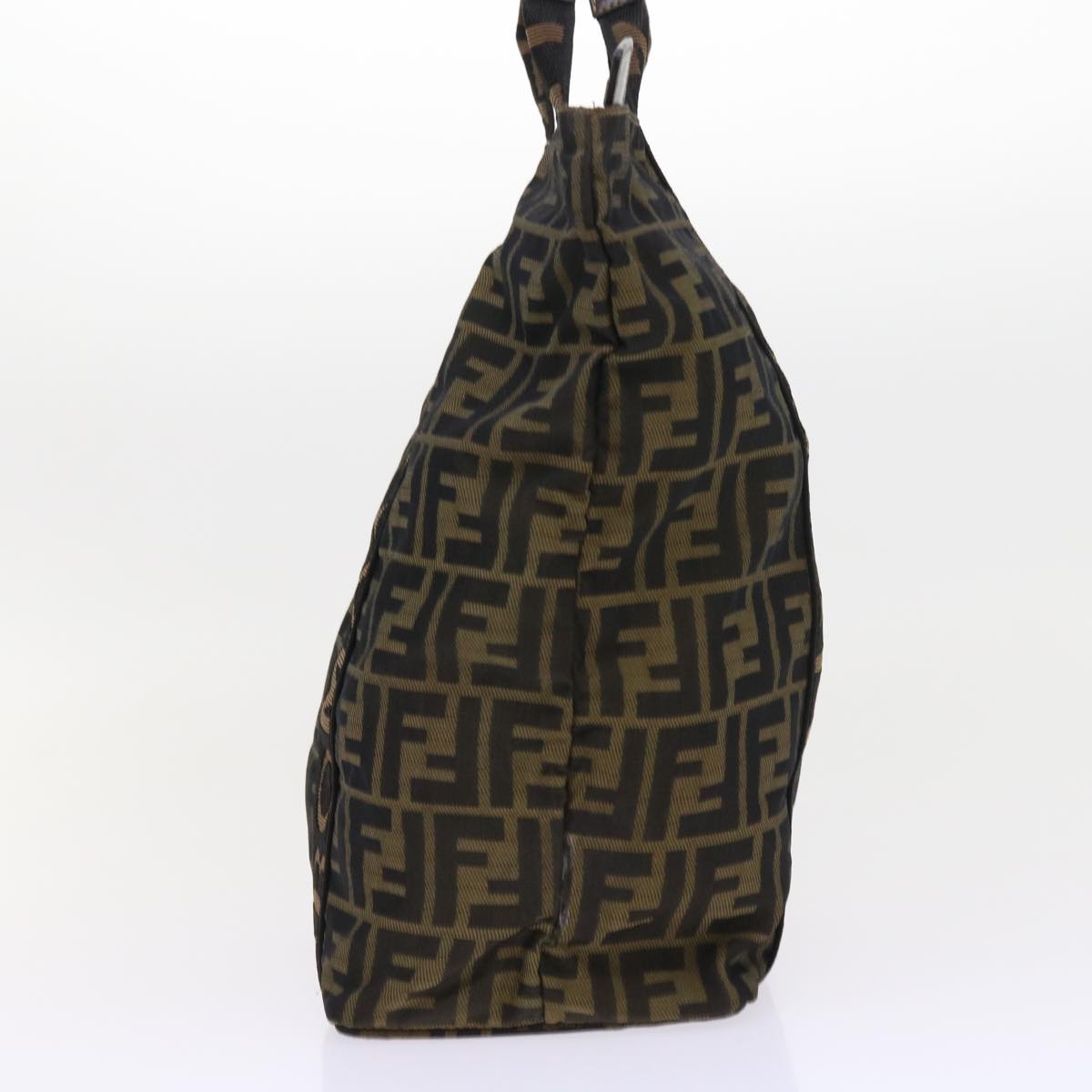 FENDI Zucca Canvas Hand Bag Black Brown yk9170