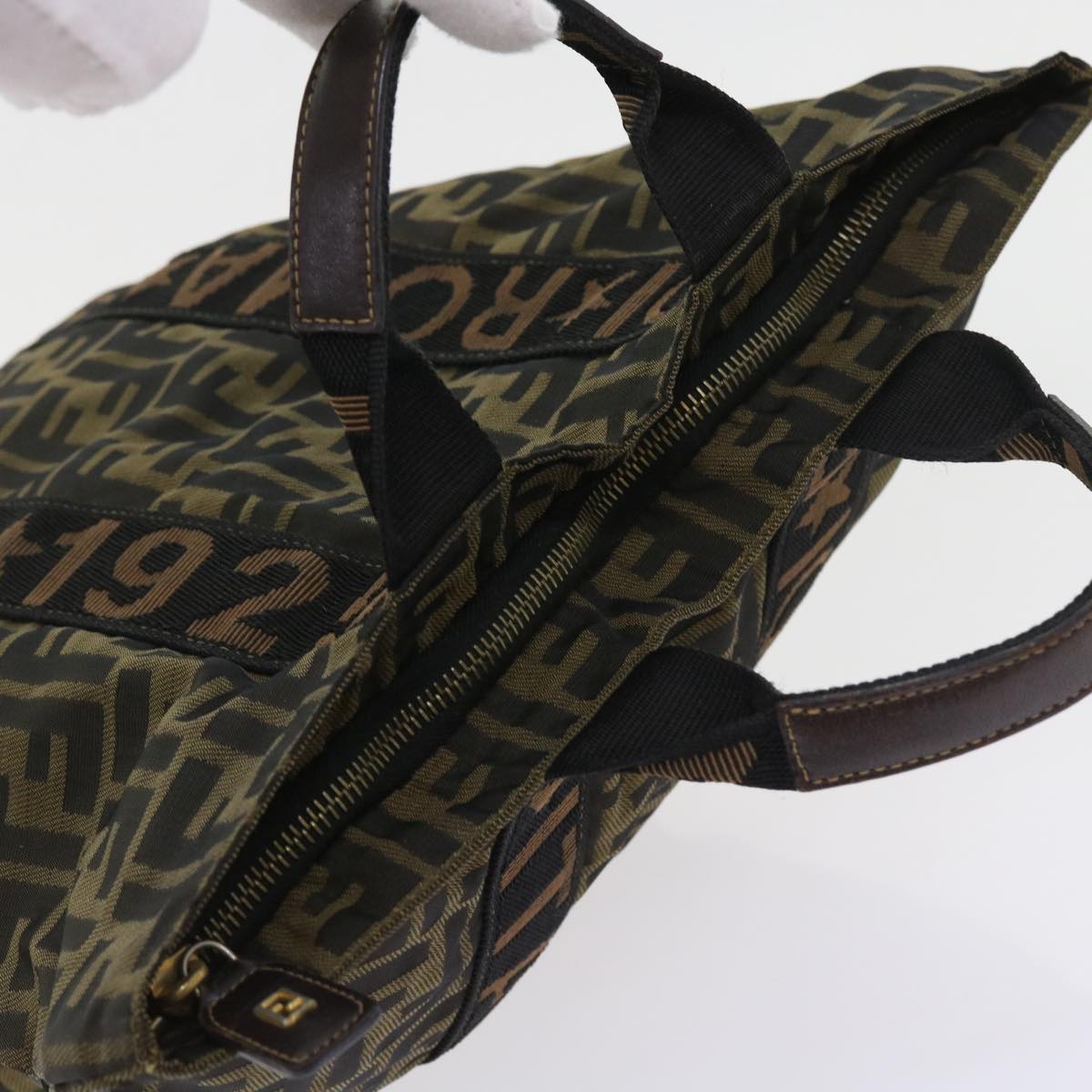 FENDI Zucca Canvas Hand Bag Black Brown yk9170