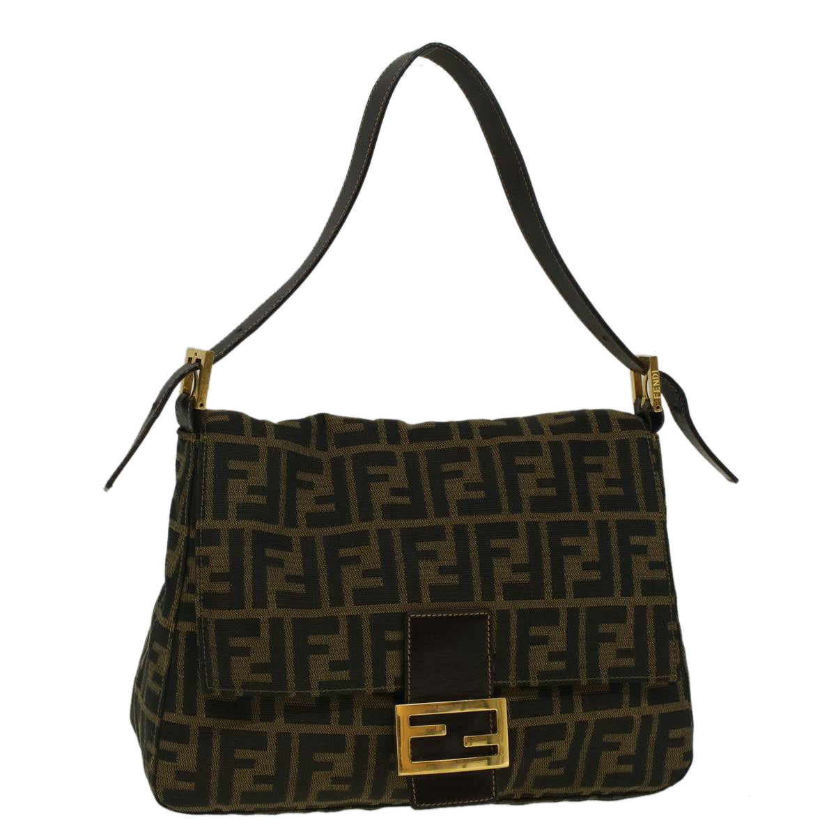 FENDI Zucca Canvas Mamma Baguette Shoulder Bag Brown yk9181
