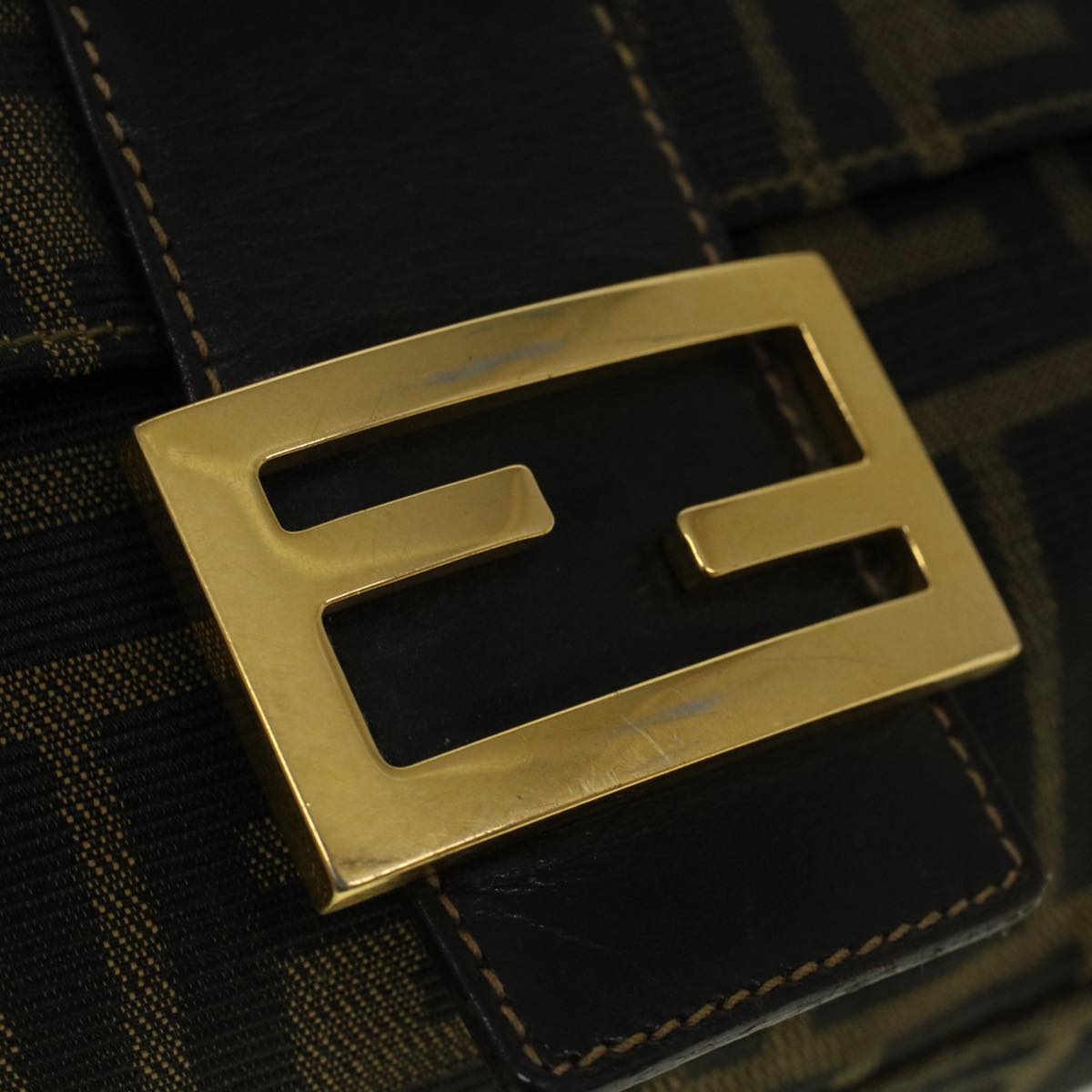 FENDI Zucca Canvas Mamma Baguette Shoulder Bag Brown yk9181