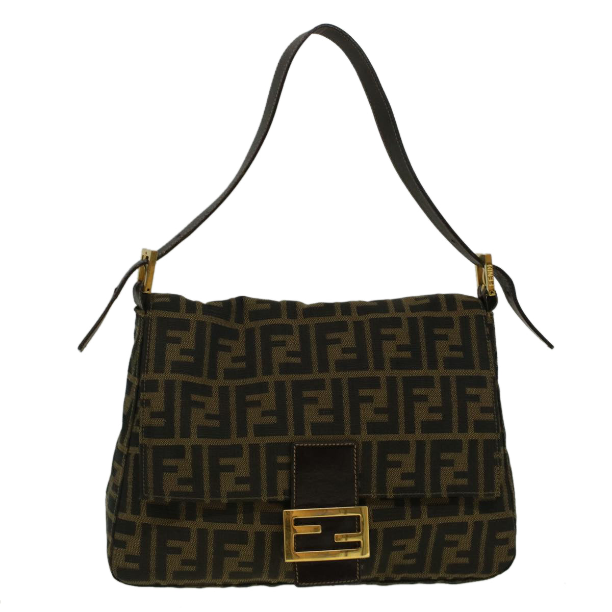 FENDI Zucca Canvas Mamma Baguette Shoulder Bag Brown yk9181