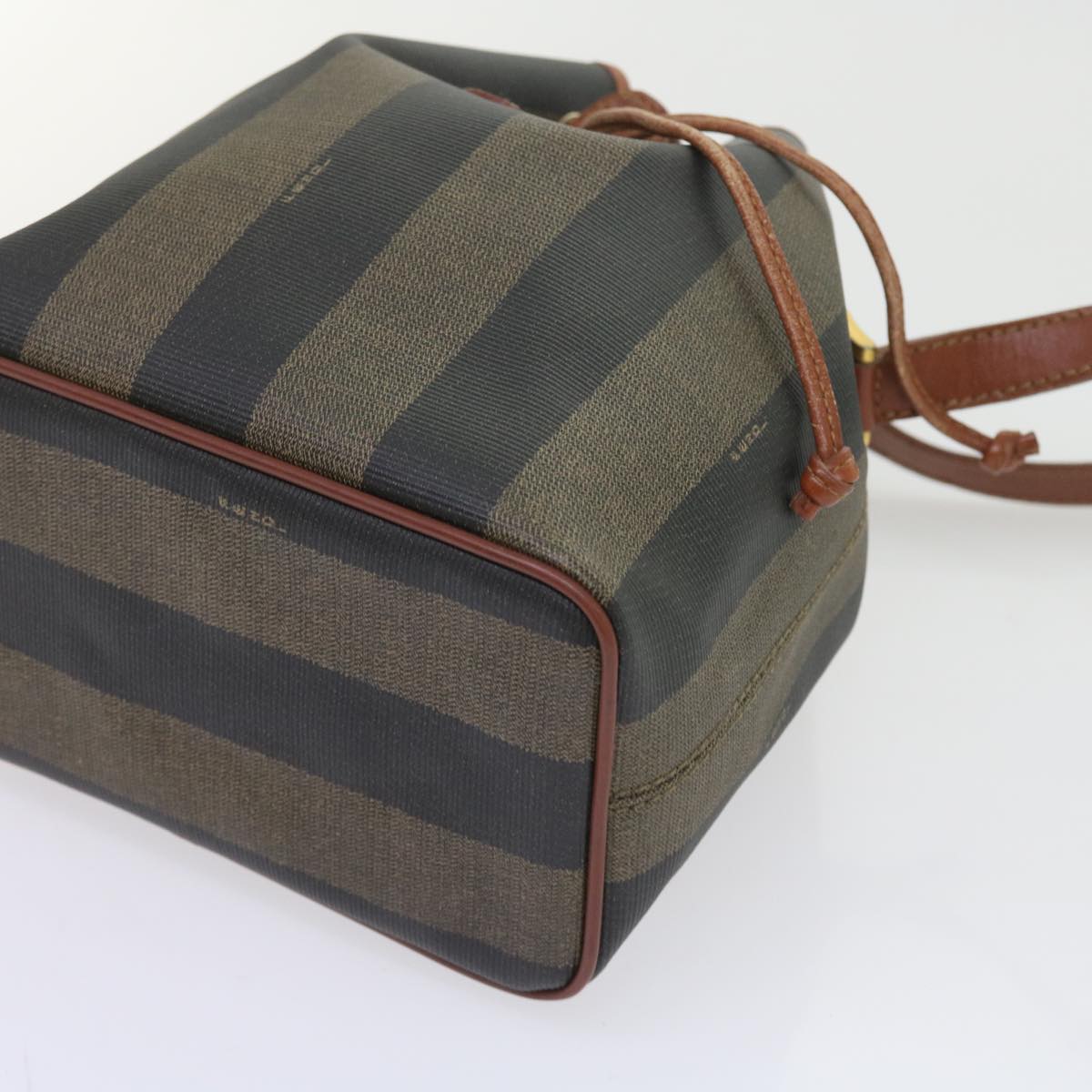 FENDI Pecan Canvas Shoulder Bag Black Brown yk9185