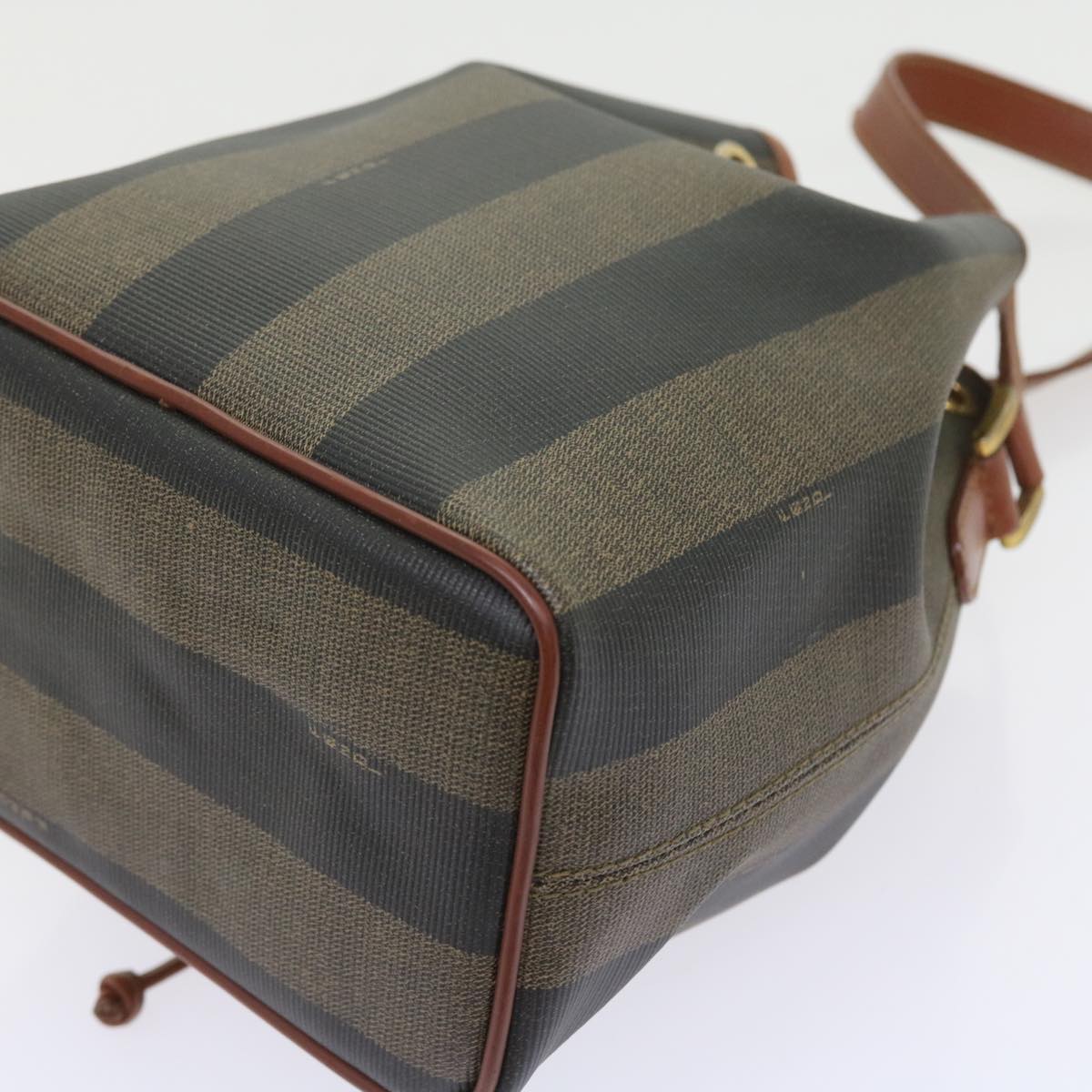 FENDI Pecan Canvas Shoulder Bag Black Brown yk9185
