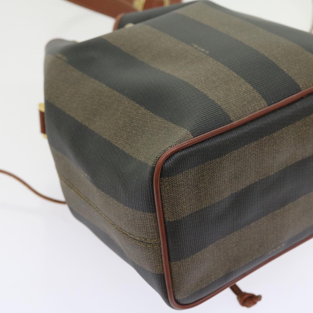 FENDI Pecan Canvas Shoulder Bag Black Brown yk9185
