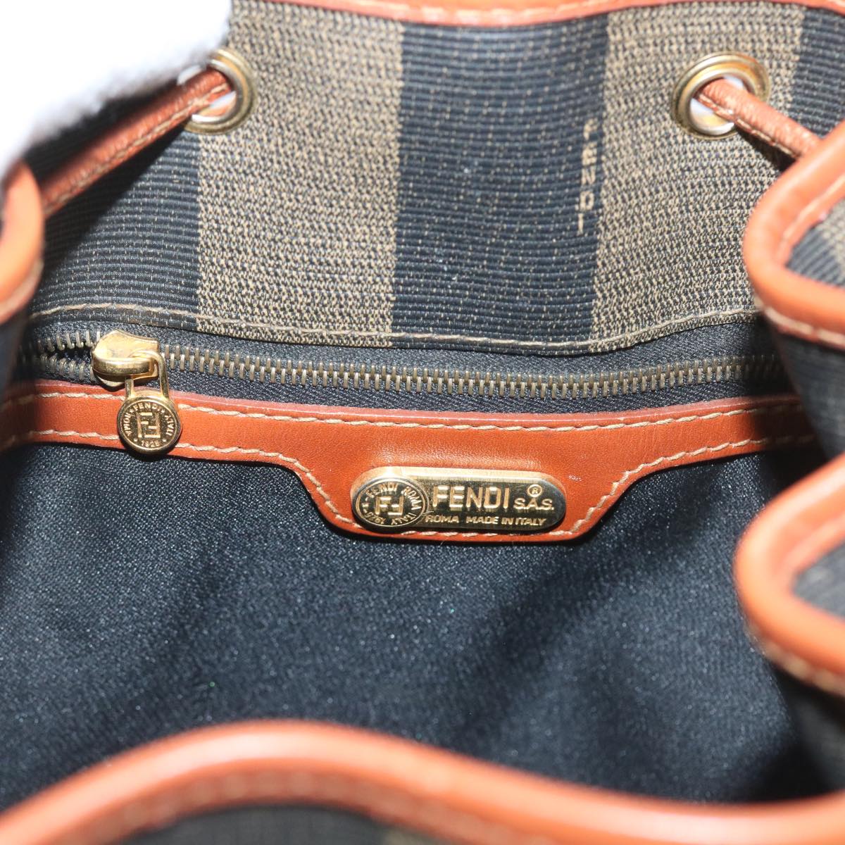 FENDI Pecan Canvas Shoulder Bag Black Brown yk9185