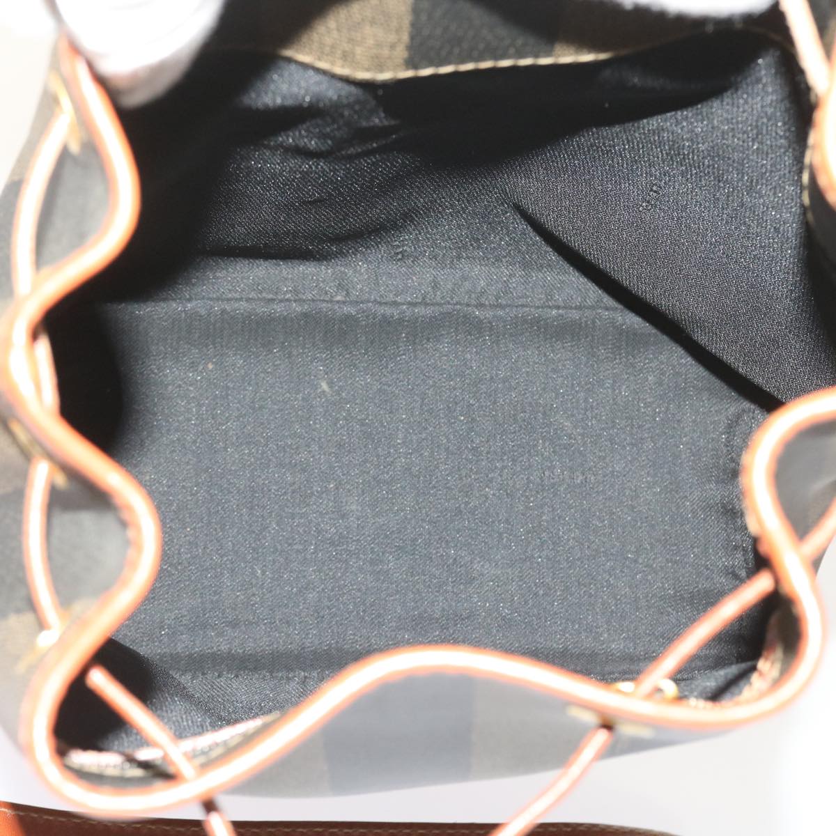 FENDI Pecan Canvas Shoulder Bag Black Brown yk9185