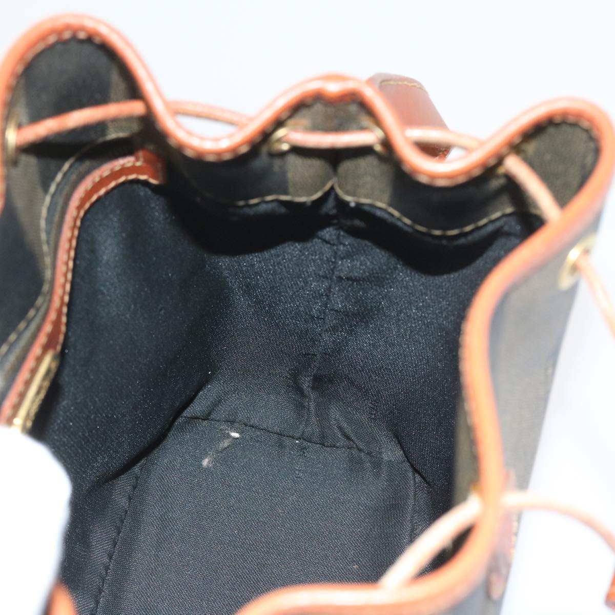 FENDI Pecan Canvas Shoulder Bag Black Brown yk9185