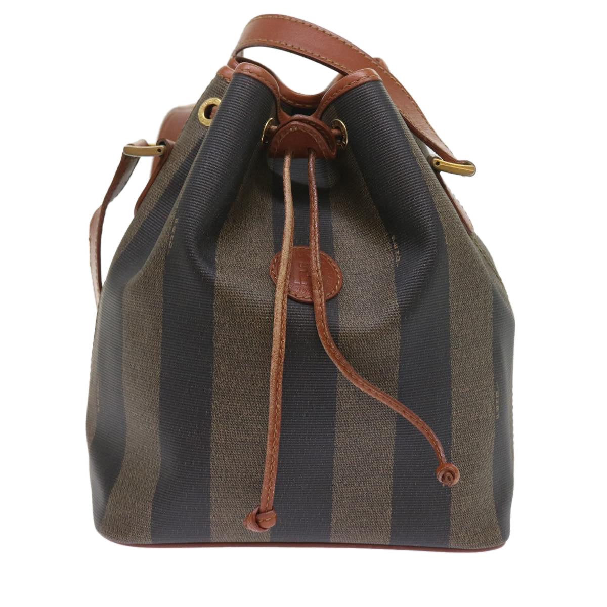 FENDI Pecan Canvas Shoulder Bag Black Brown yk9185
