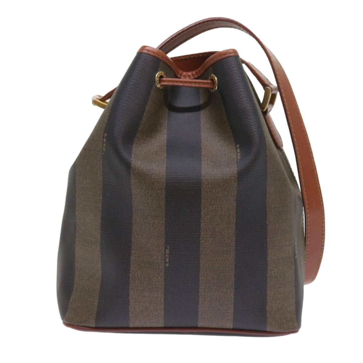 FENDI Pecan Canvas Shoulder Bag Black Brown yk9185