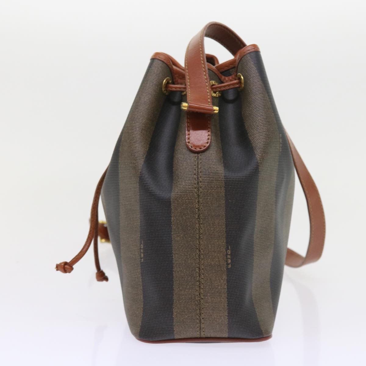 FENDI Pecan Canvas Shoulder Bag Black Brown yk9185