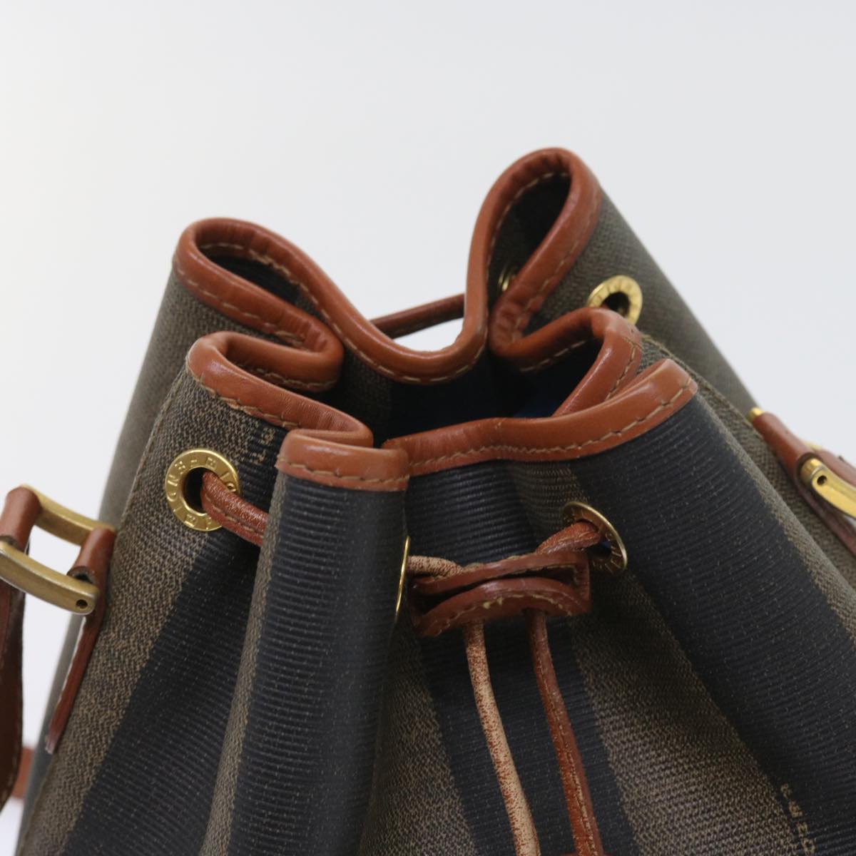 FENDI Pecan Canvas Shoulder Bag Black Brown yk9185