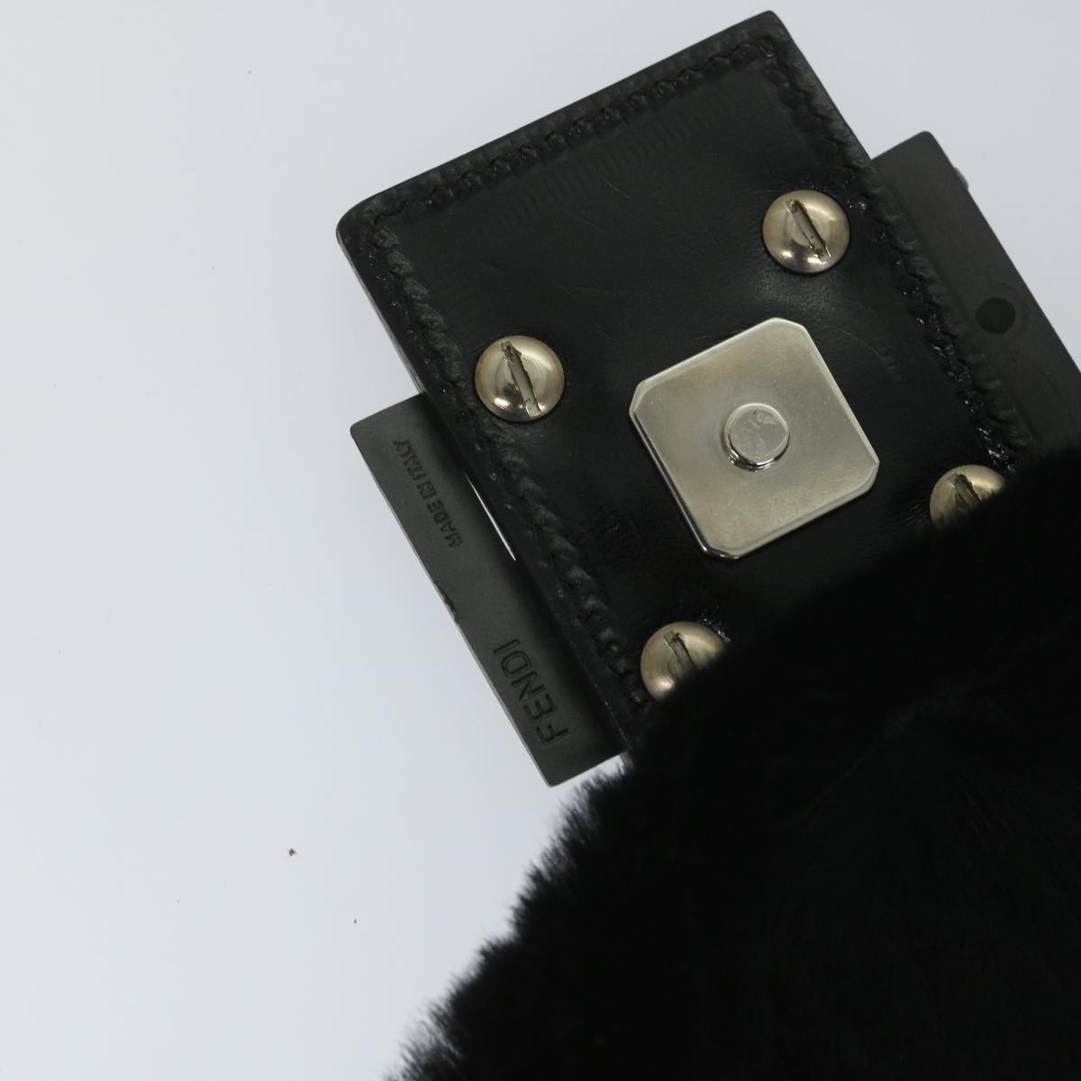FENDI Mamma Baguette Shoulder Bag Fur Black yk9200