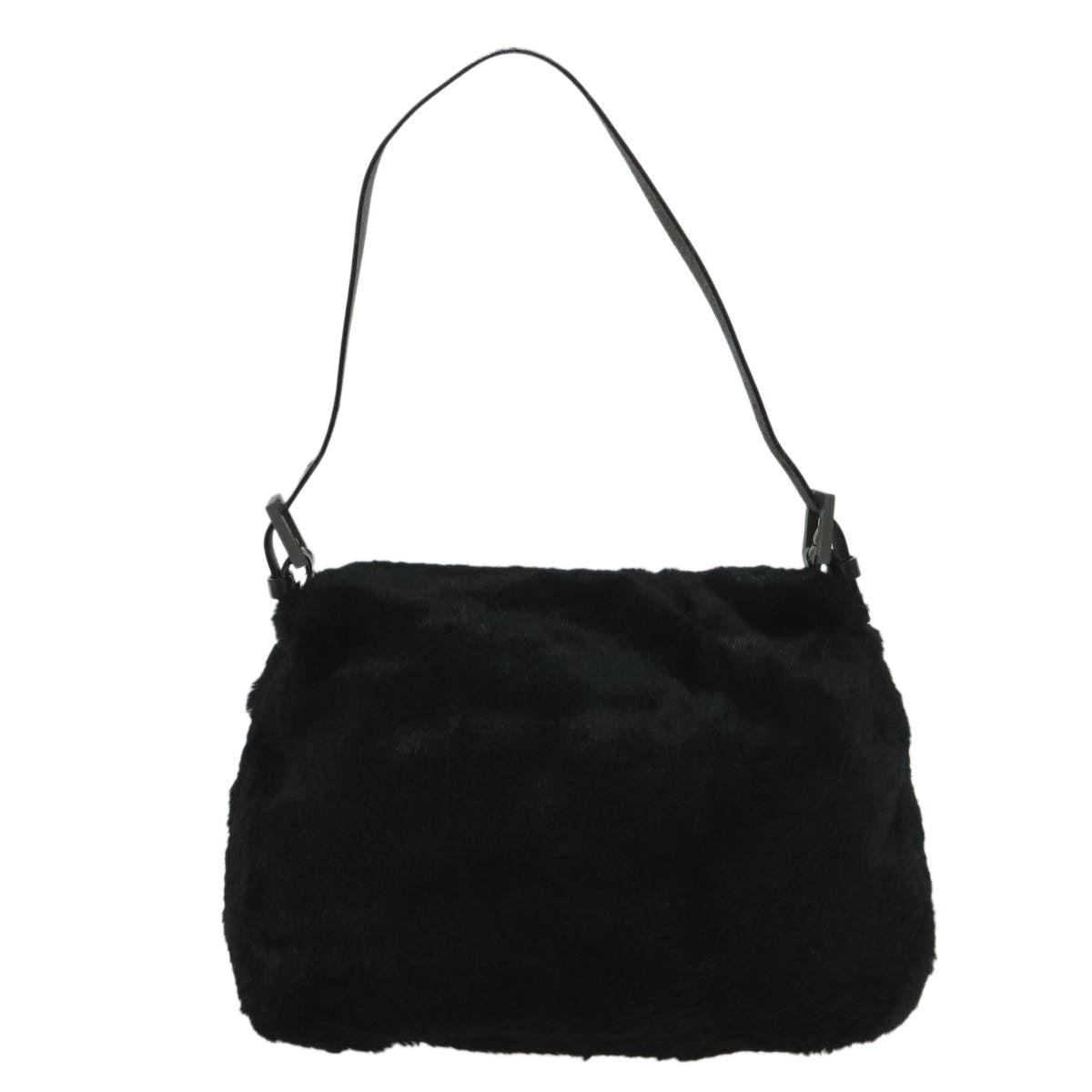 FENDI Mamma Baguette Shoulder Bag Fur Black yk9200